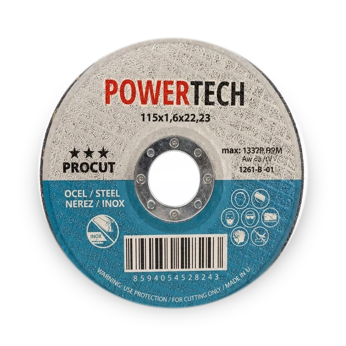 POWERTECH PROCUT řezný kotouč na ocel a nerez, 115 mm